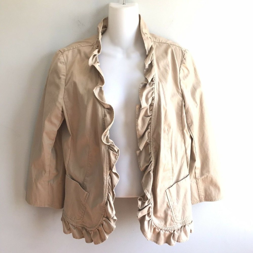 Talbots Beige Ruffle Edge Blazer